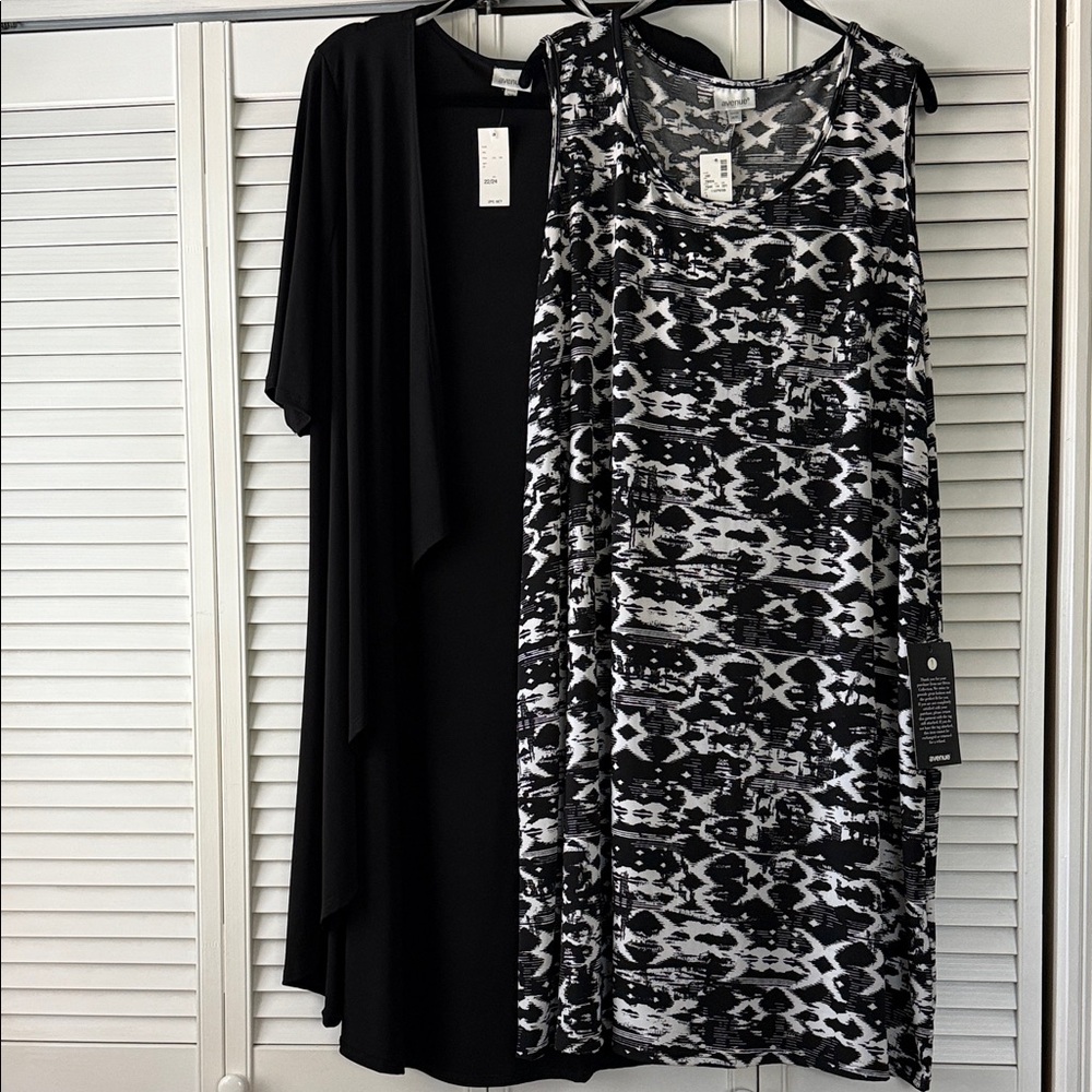 Avenue Monochrome Geometric Dress Two Piece set, Size 22/24